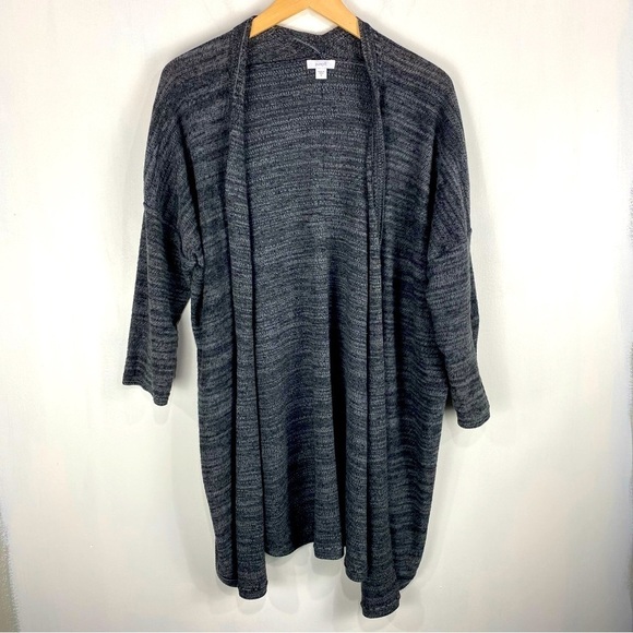 Pure Jill Linen Blend Open Front Longline Cardigan Sweater Heather‎ Gray Medium - Picture 1 of 4